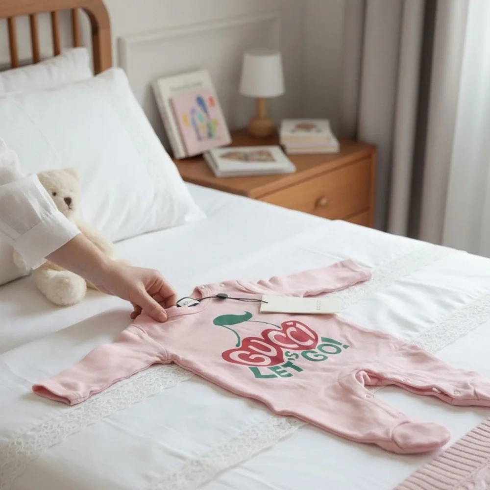 Gucci Cherry Print Footie Pink